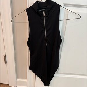 Zara Black Zip-Up Bodysuit